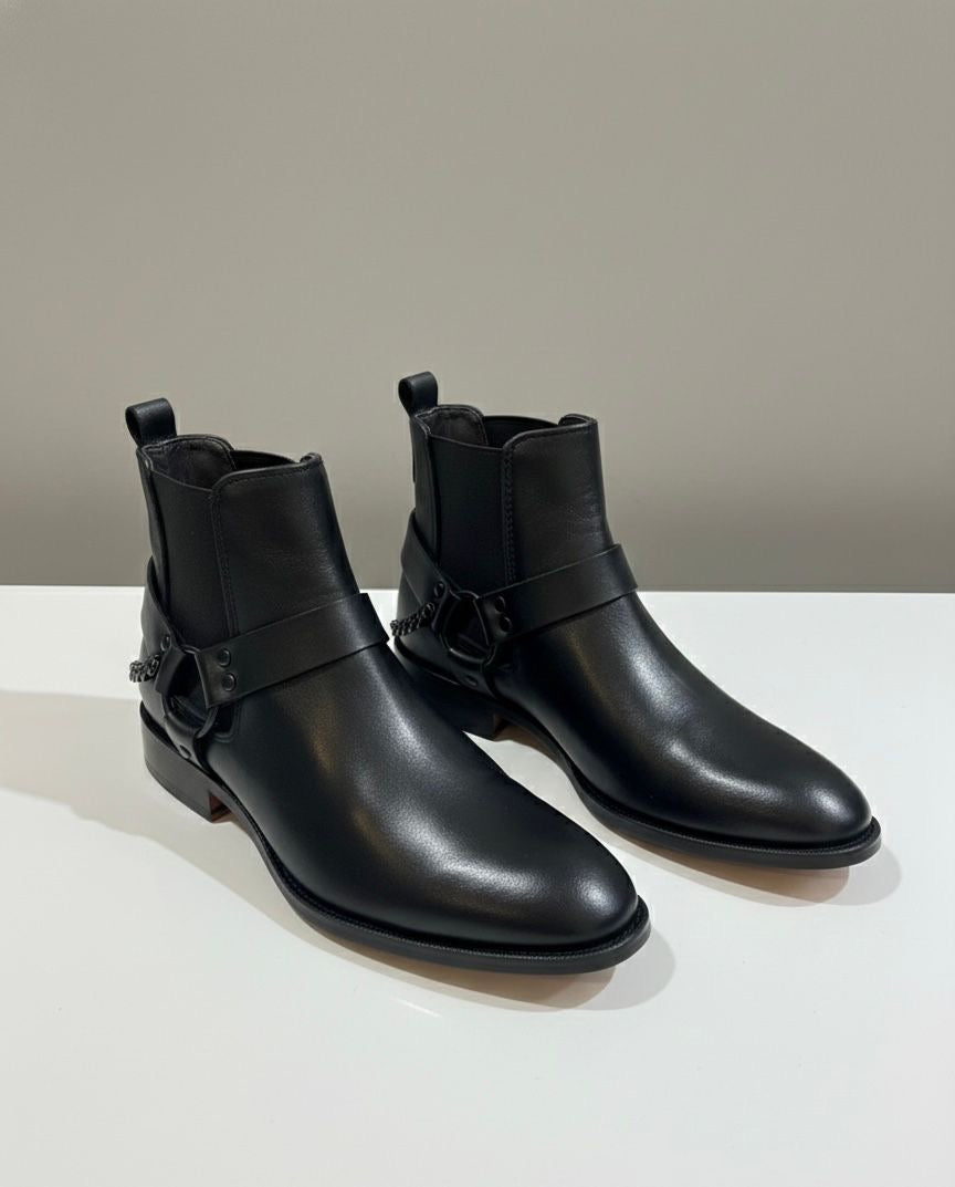 Lexington boots back chain Piel atanada negra Mod 420