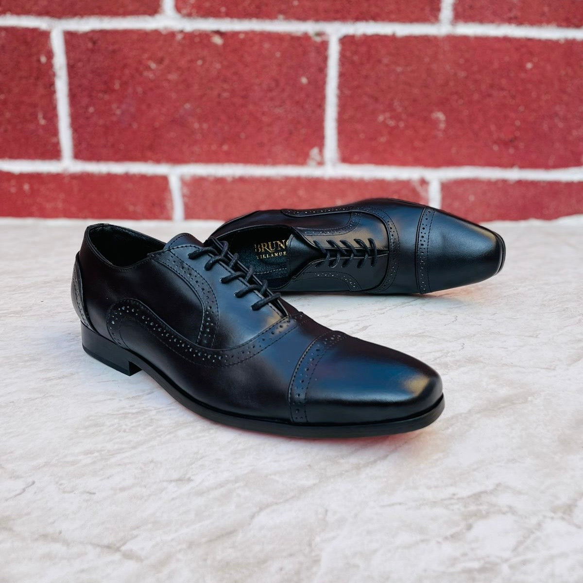 Oxford Negro suela de cuero Mod 3300