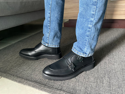 Monkstrap negro Atanado  Mod 7003