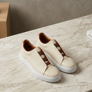 Sneakers Z marfil & brown piel Mod 1009SA
