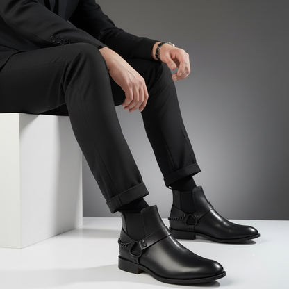 Lexington boots back chain Piel atanada negra Mod 420