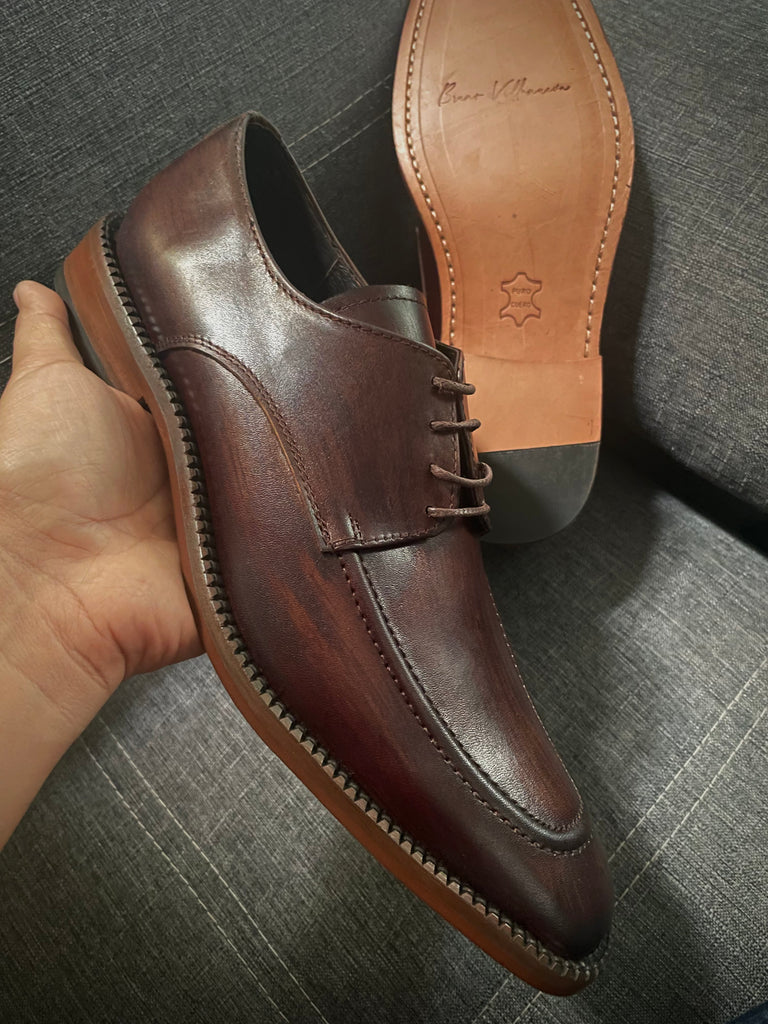 Oxford Madera muñequeado piel y suela de cuero cosida Mod 13001