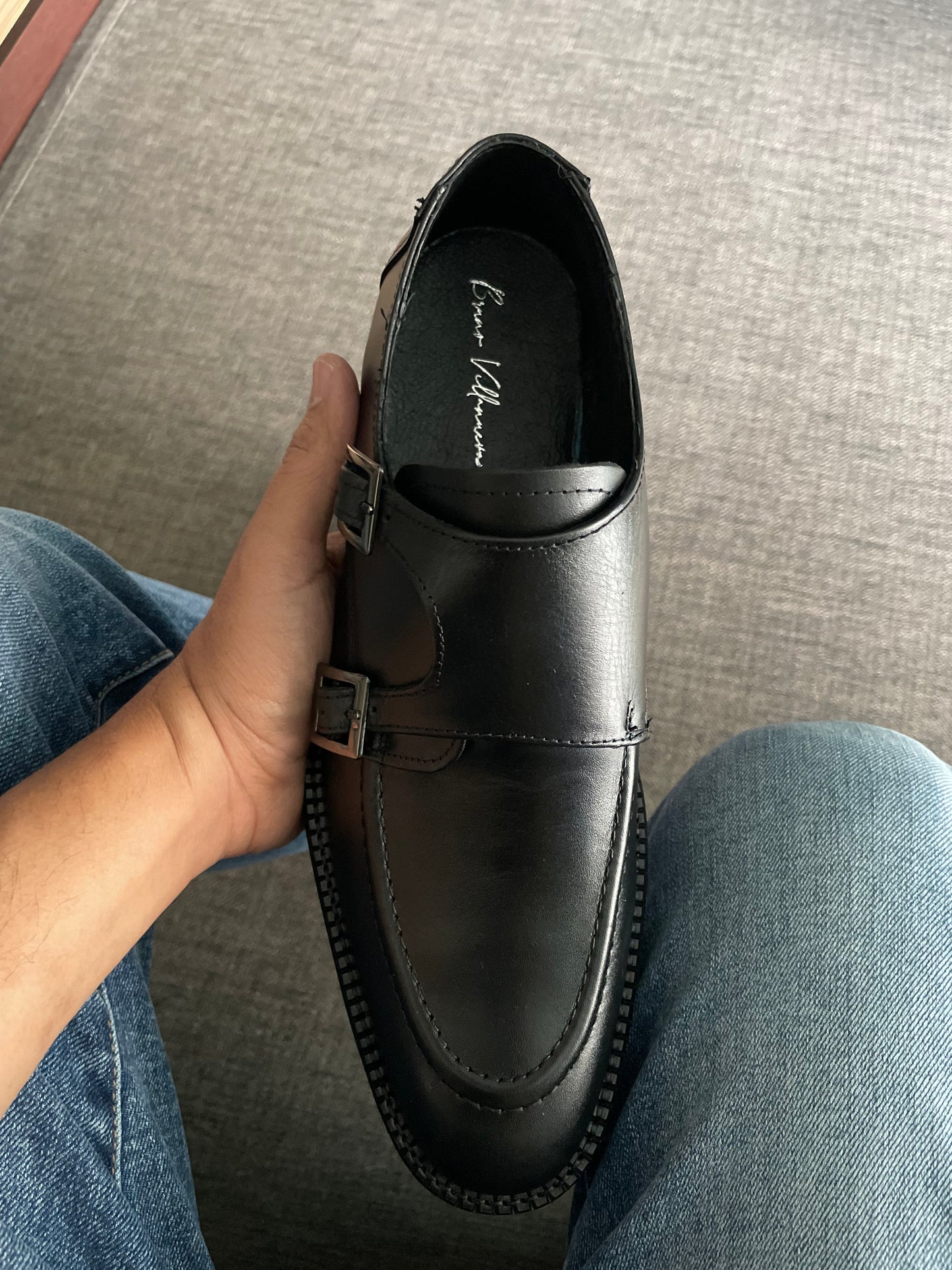 Monkstrap negro Atanado  Mod 7003