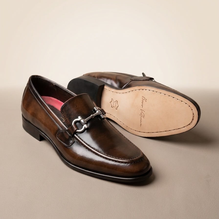 Mocasín Corte Piel Y Suela De Cuero color Miel Mod 7009