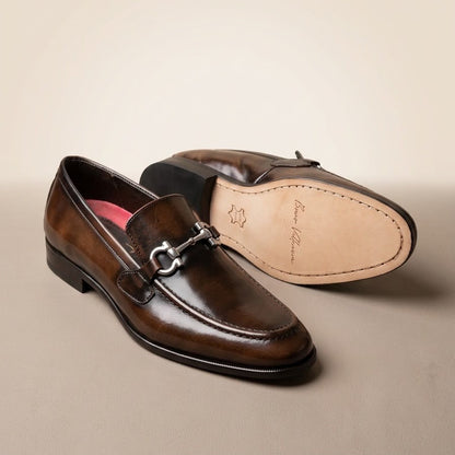 Mocasín Corte Piel Y Suela De Cuero color Miel Mod 7009