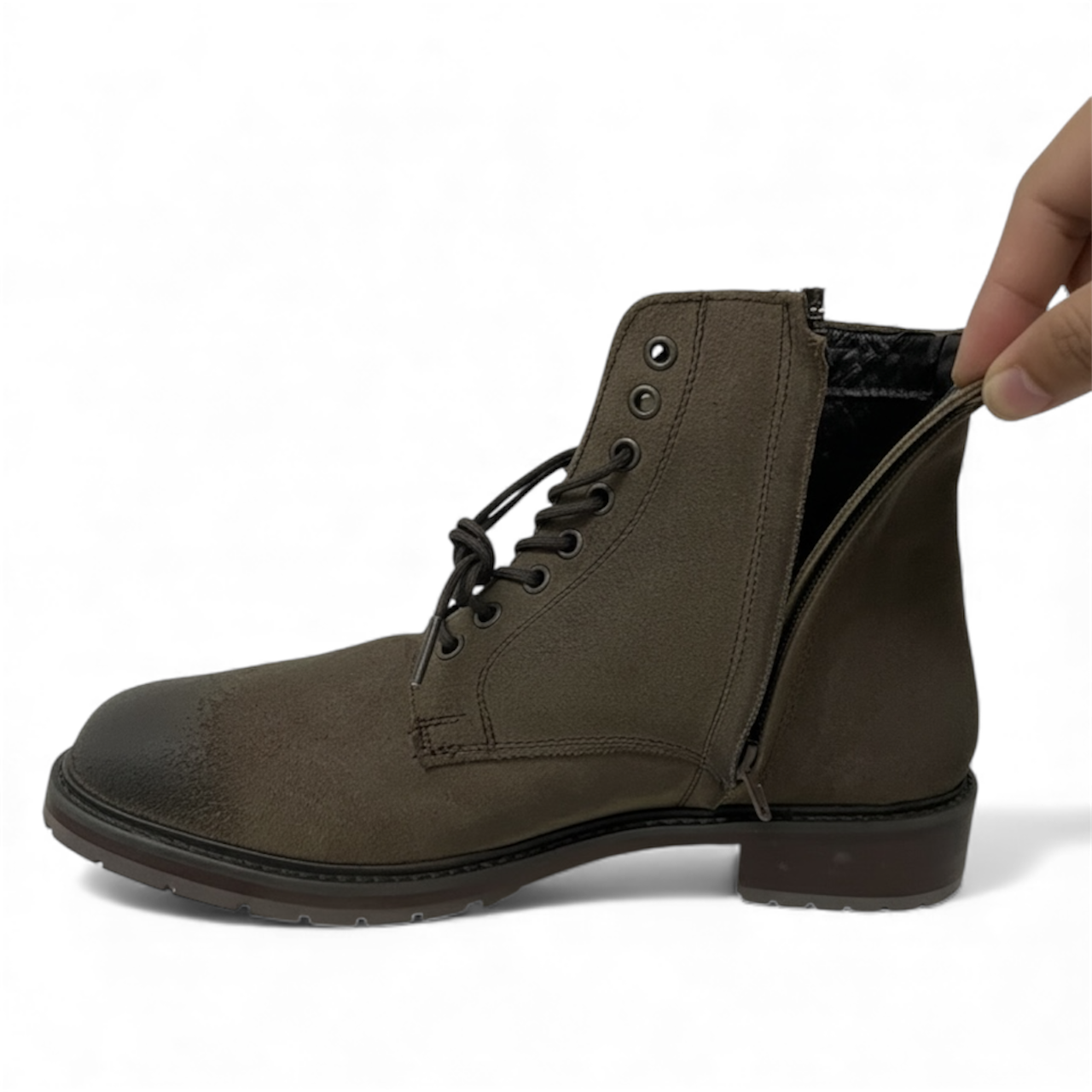 Bota casual Jhon de gamuza premium color camel modelo RCH-001