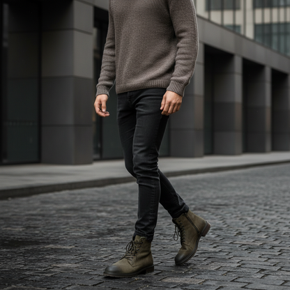 Bota casual Jhon de gamuza premium color camel modelo RCH-001