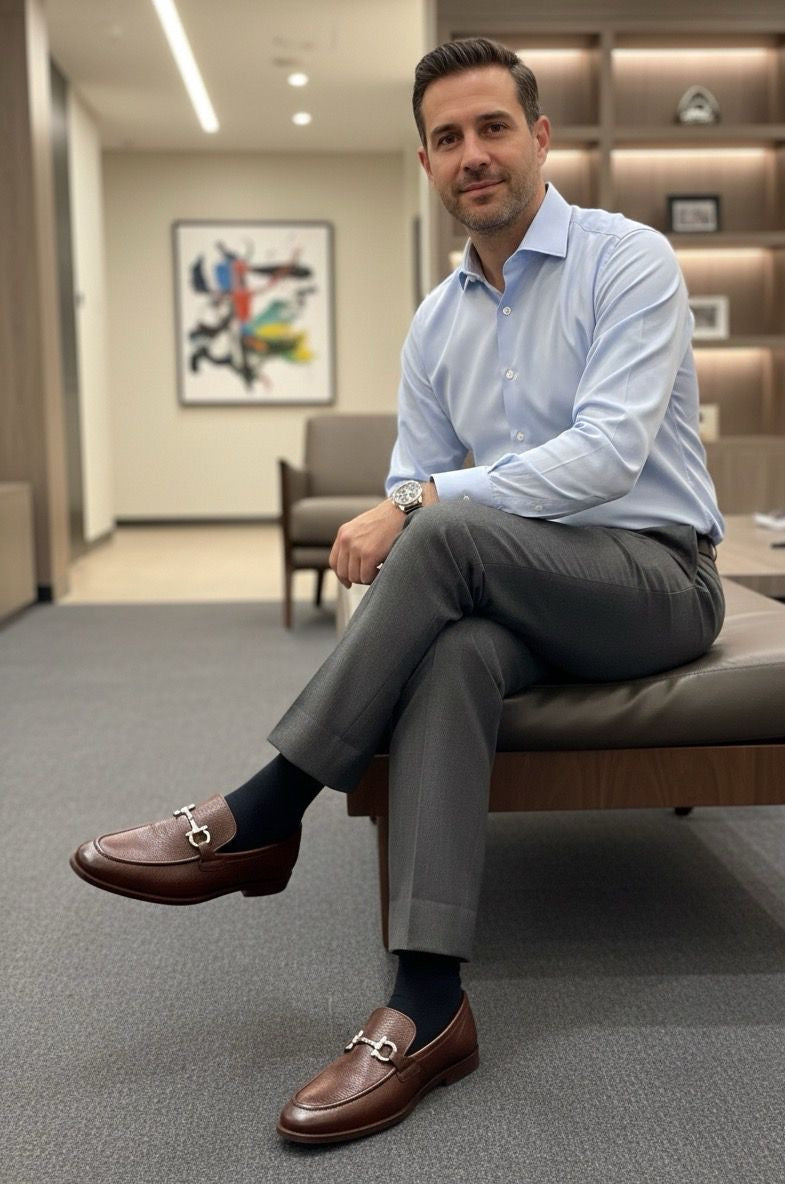 Oxford  piel flotter color cognac suela de cuero + antiderrapante Mod 13001