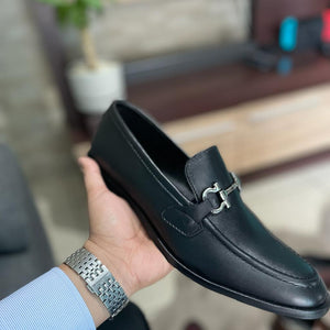Mocasín Corte Piel Y Suela De Cuero color Negro Mod 7009