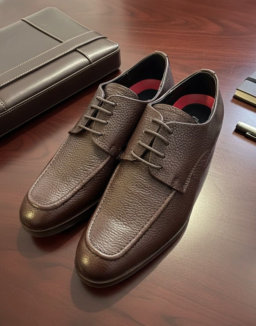 Oxford  piel flotter color cognac suela de cuero + antiderrapante Mod 13001