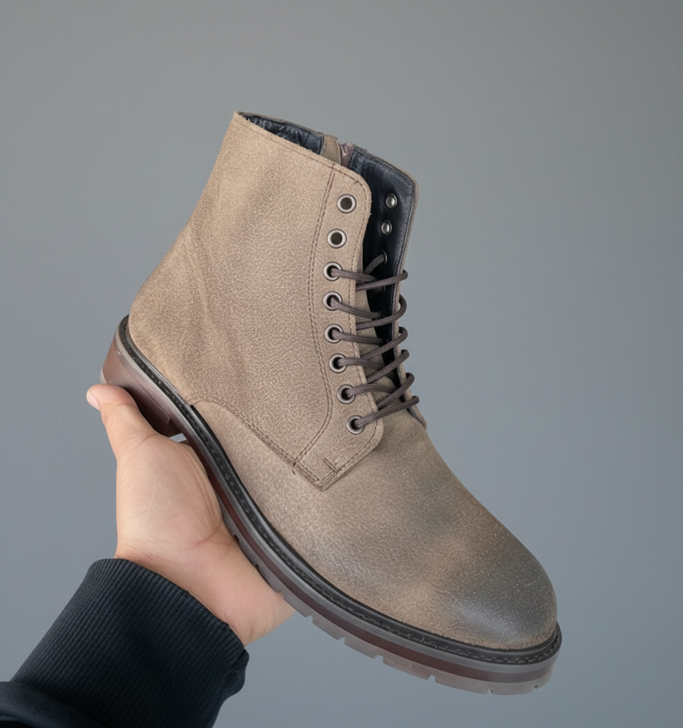 Bota casual Jhon de gamuza premium color camel modelo RCH-001