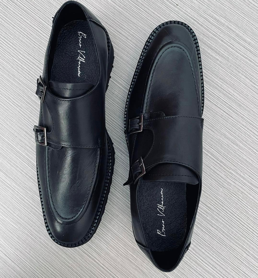 Monkstrap negro Atanado  Mod 7003