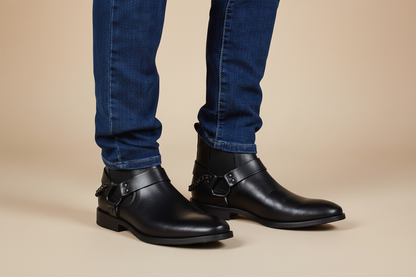 Lexington boots back chain Piel atanada negra Mod 420