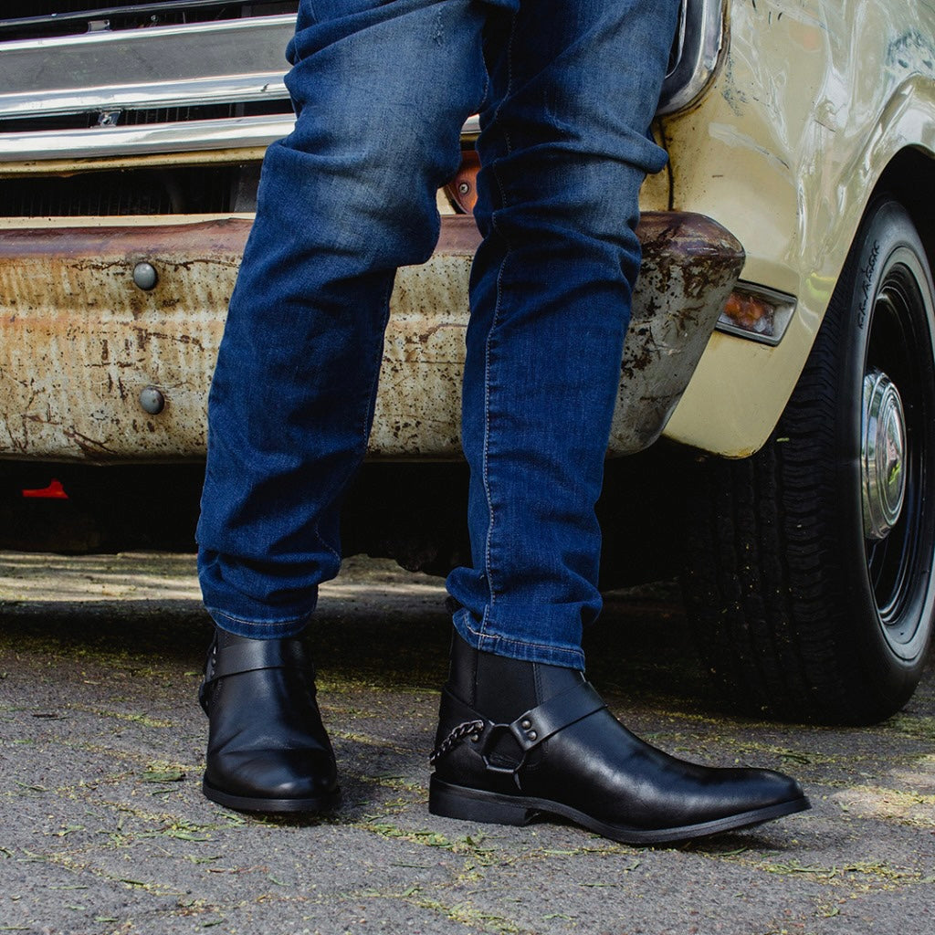 Lexington boots back chain Piel atanada negra Mod 420