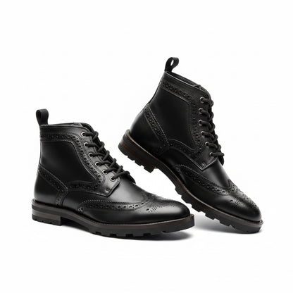 Bota brogue casual de piel premium para hombre Mod 501 Negra