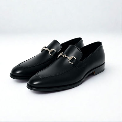 Mocasín Corte Piel Y Suela De Cuero color Negro Mod 7009