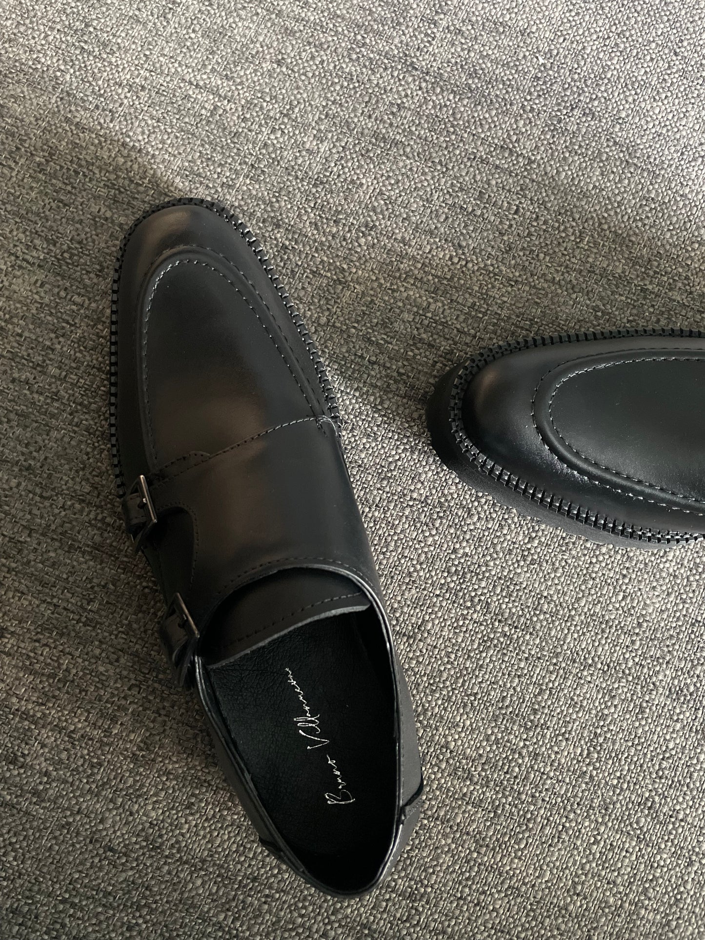 Monkstrap negro Atanado  Mod 7003