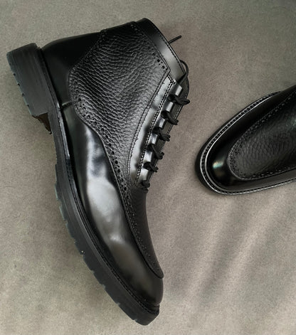 Black Diamond Bota corte piel y suela de cuero + Antiderrapante Negra Mod 3000