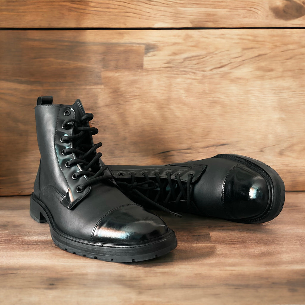 Combat Boots black shine cuero y antiderrapante Mod 005