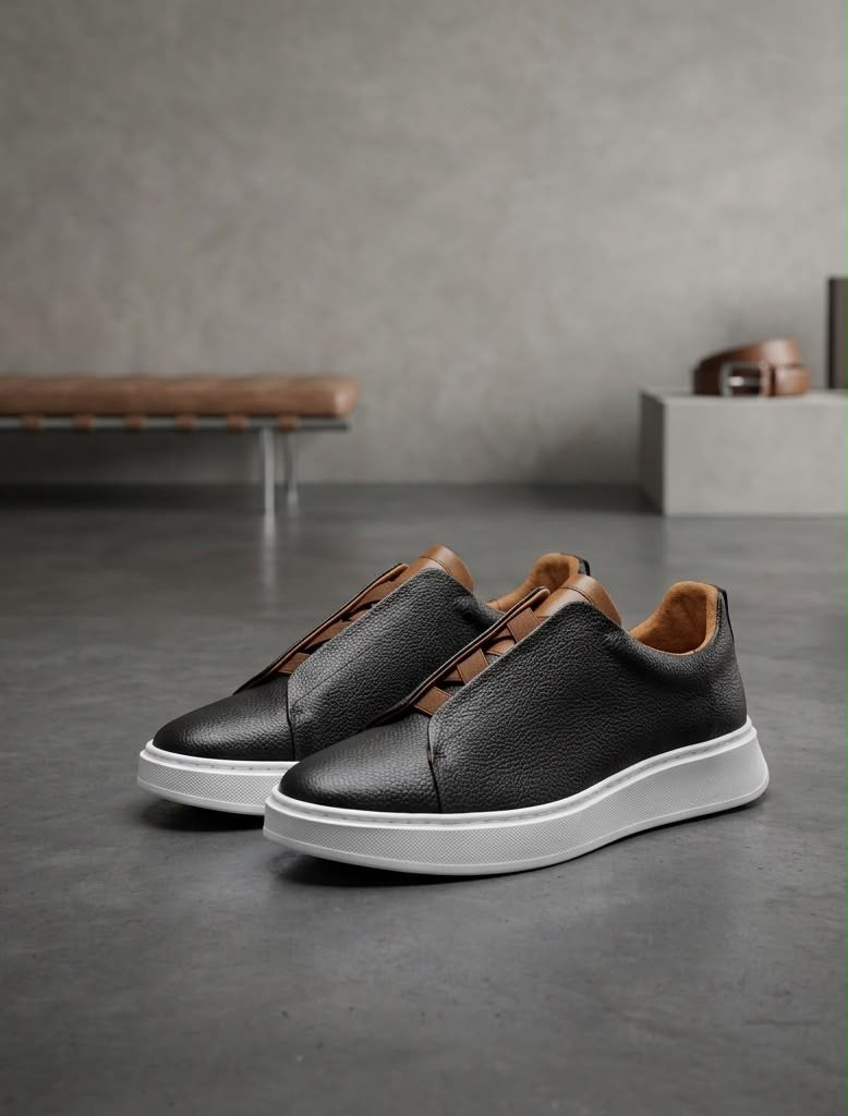 Sneakers Z black & brown piel Mod 1009SA