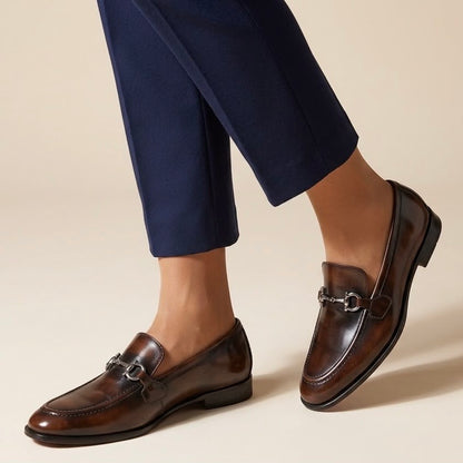 Mocasín Corte Piel Y Suela De Cuero color Miel Mod 7009