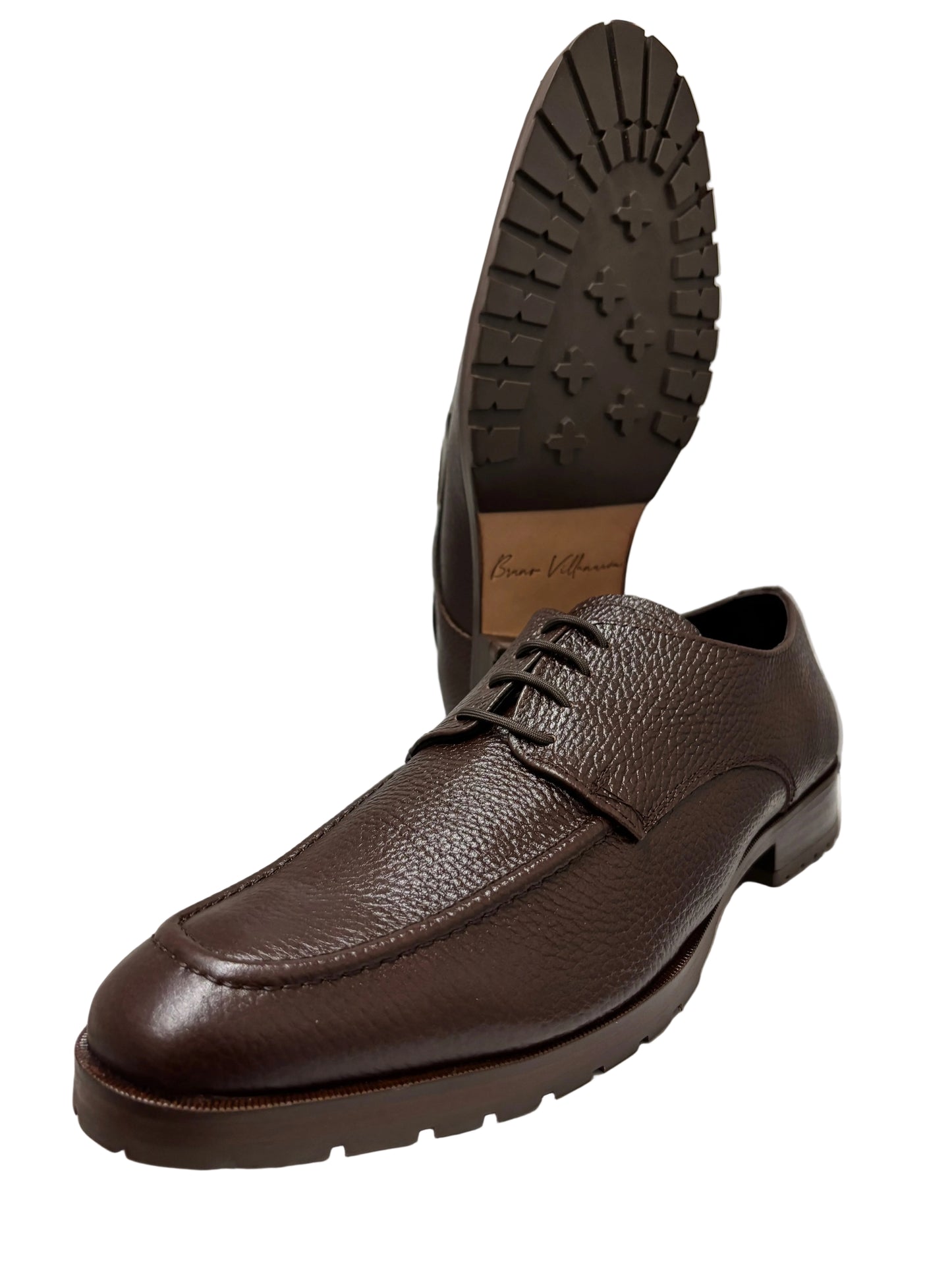 Oxford  piel flotter color cognac suela de cuero + antiderrapante Mod 13001