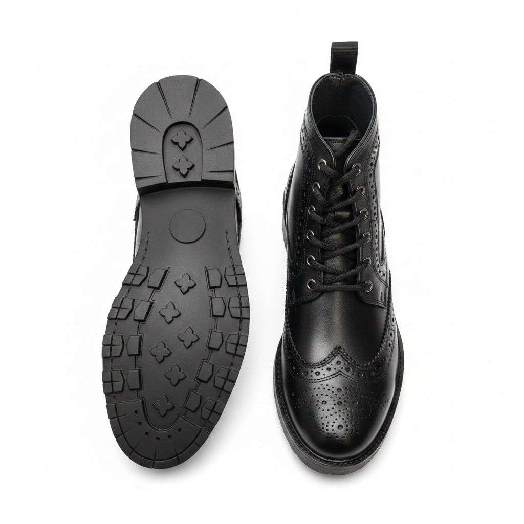 Bota brogue casual de piel premium para hombre Mod 501 Negra