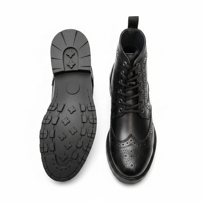 Bota brogue casual de piel premium para hombre Mod 501 Negra