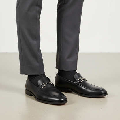 Mocasín Corte Piel Y Suela De Cuero color Negro Mod 7009