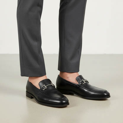 Mocasín Corte Piel Y Suela De Cuero color Negro Mod 7009