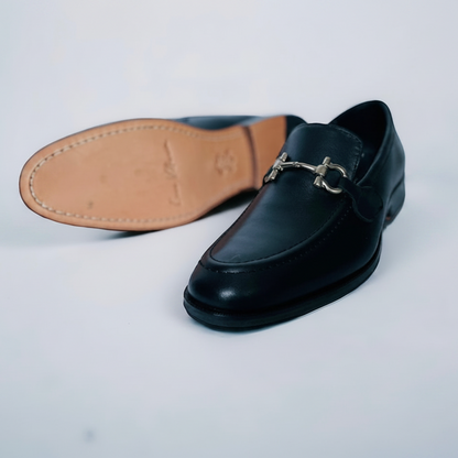 Mocasín Corte Piel Y Suela De Cuero color Negro Mod 7009
