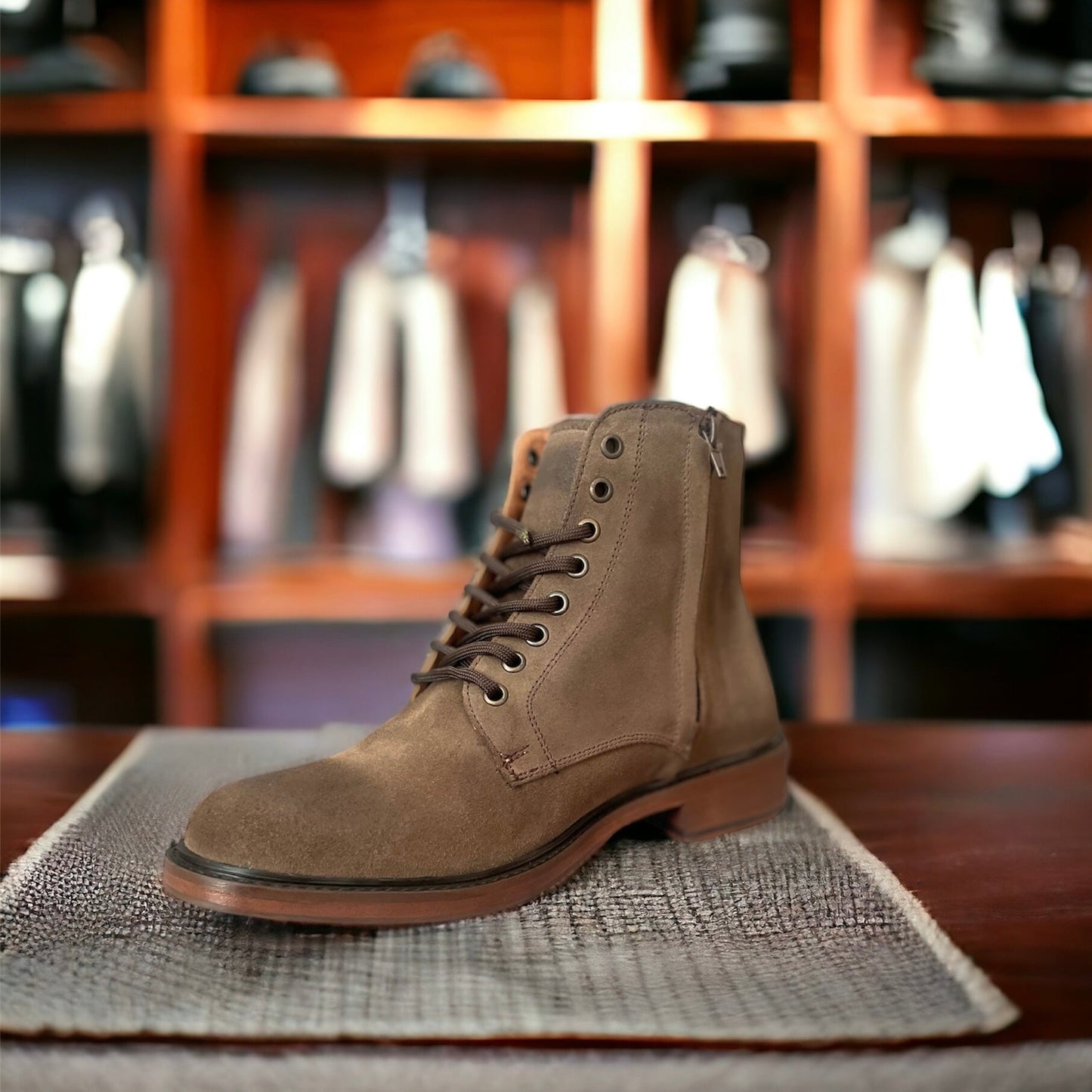 Bota casual Jhon de gamuza premium color camel modelo RCH-001