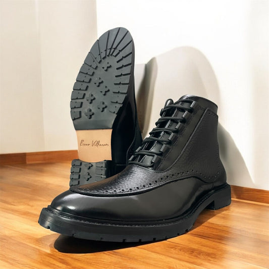 Black Diamond Bota corte piel y suela de cuero + Antiderrapante Negra Mod 3000