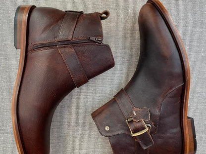 Bota Old Grasso Testa corte piel y  suela de cuero grabada calidad premium  Mod 213