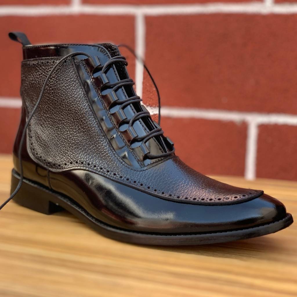 Black Diamond Bota corte piel y suela de cuero Negra Mod 3000