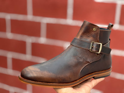 Bota Old Grasso Testa corte piel y  suela de cuero grabada calidad premium  Mod 213