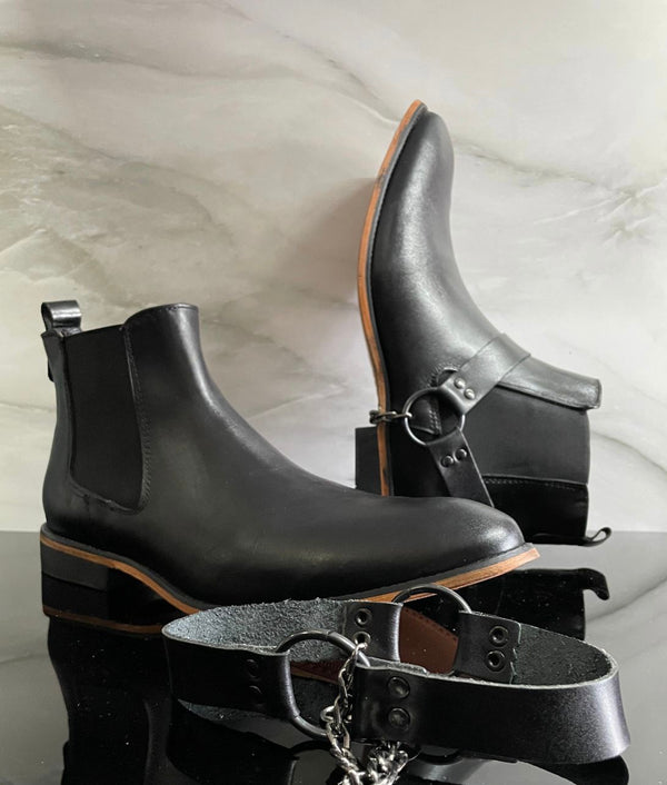 Boots Proteo de piel atanado cera negro suela de cuero Mod 401