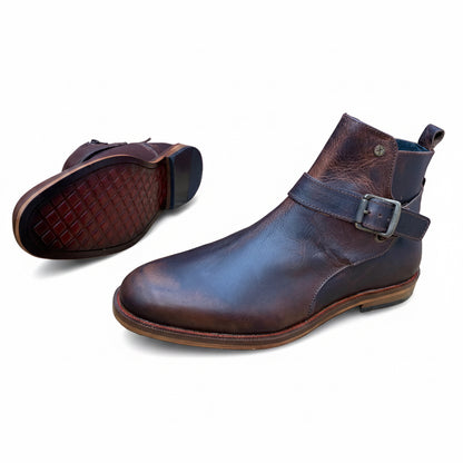 Bota Old Grasso Testa corte piel y  suela de cuero grabada calidad premium  Mod 213