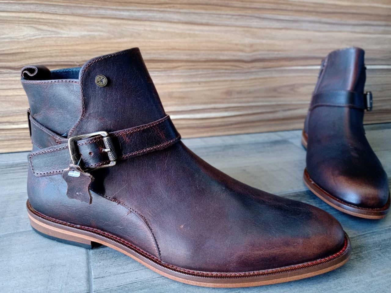 Bota Old Grasso Testa corte piel y  suela de cuero grabada calidad premium  Mod 213