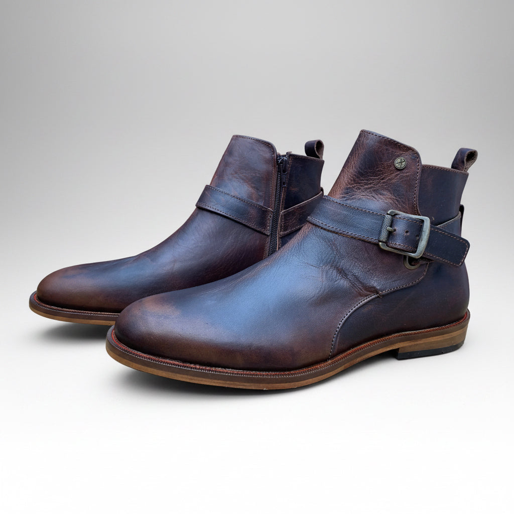 Bota Old Grasso Testa corte piel y  suela de cuero grabada calidad premium  Mod 213