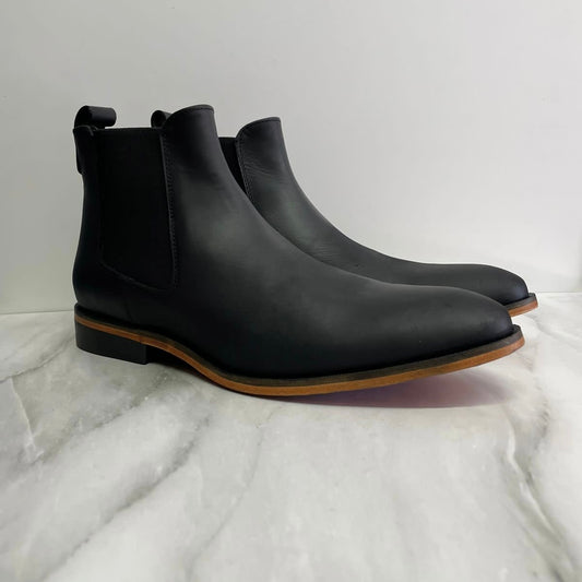 Botas premium Chelsea Negras Piel Crazy con suela de cuero (baqueta) Mod 3092